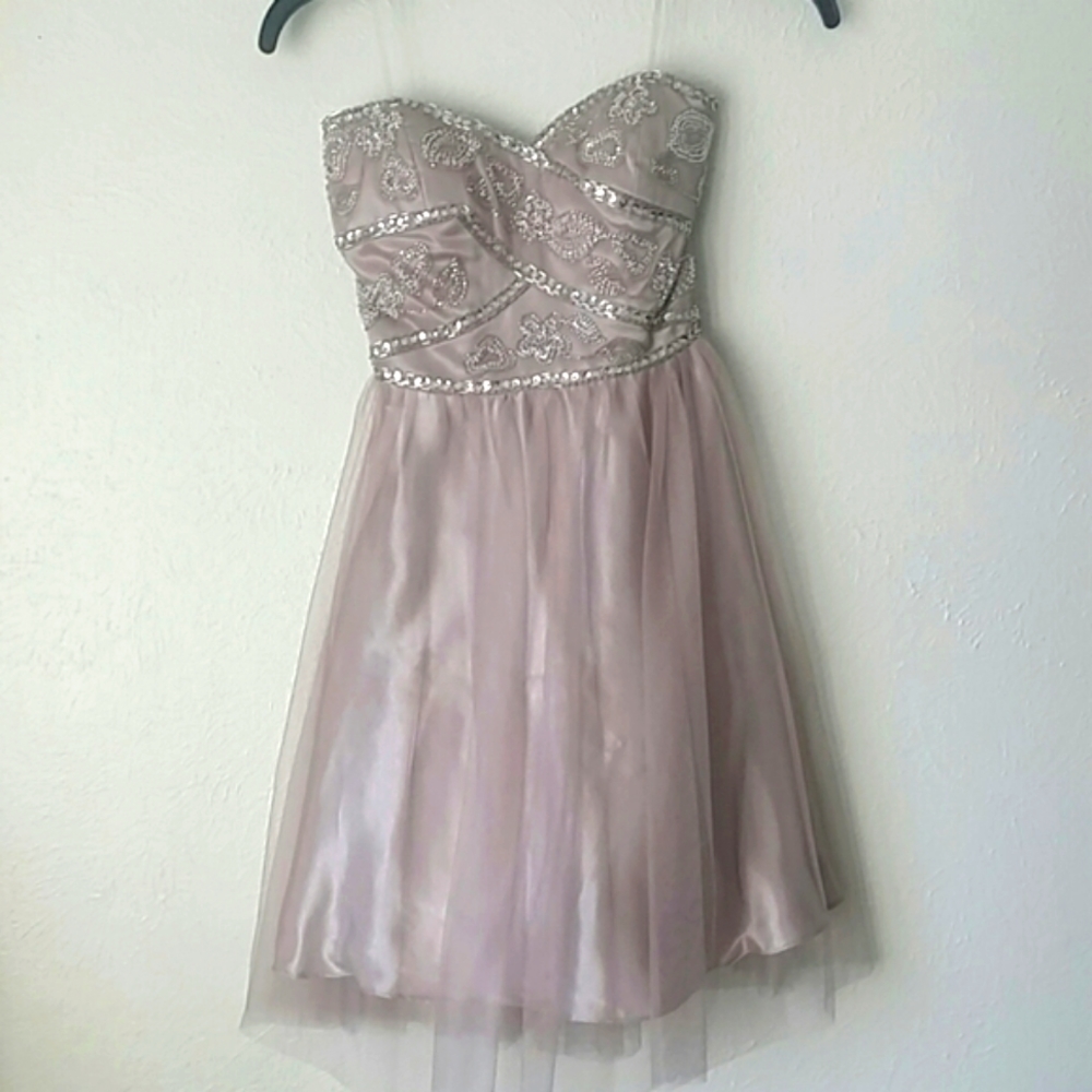 Nwt Strapless Beaded Sequin Tulle Prom Dress sz 2 pastel
